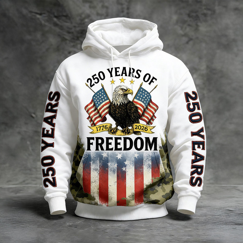 Eagle 250 Years Of Freedom 1776 2026 Hoodie Independence Day 2026 Apparel 4th Of July Merch Eagle 250 Years Of Freedom 1776 2026 Hoodie Independence Day 2026 Apparel 4th Of July Merch - Image 1