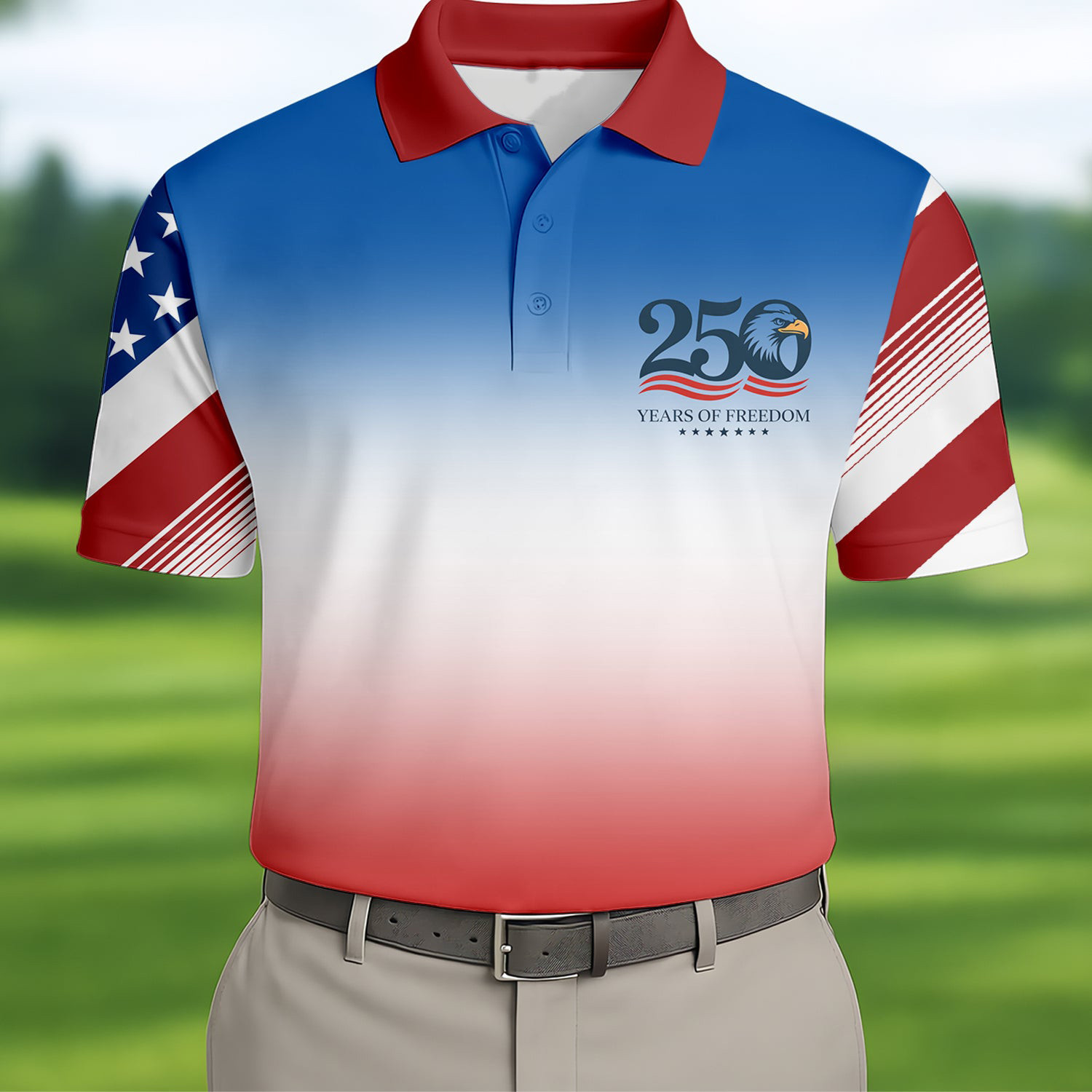 Eagle 250 Years Of Freedom Golf Polo Shirt Mens Golf Apparel Patriotic Father's Day Gifts