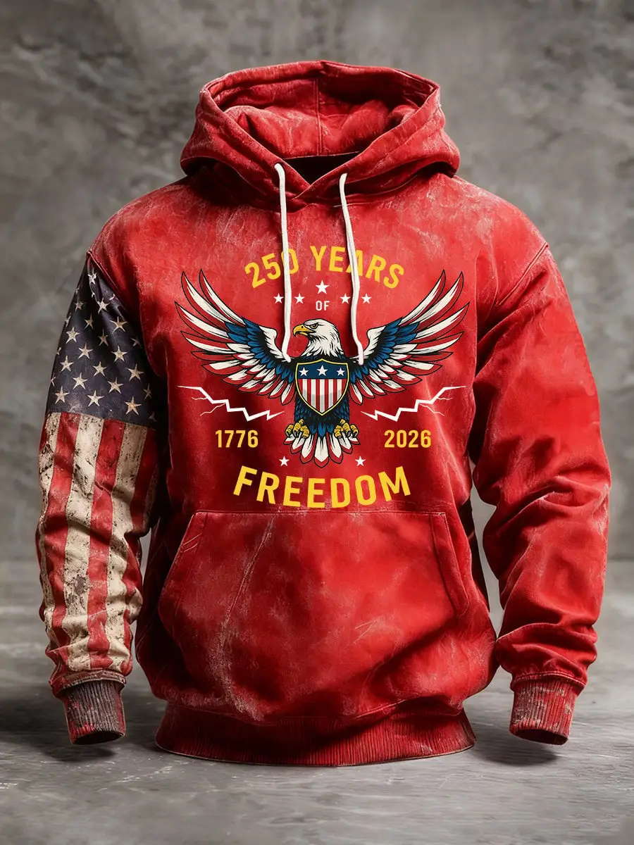 Eagle 250 Years Of Freedom Hoodie USA Bicentennial Clothing Commemorative Gifts For Him