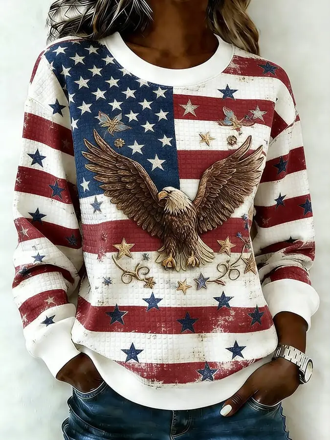 Eagle 250th Anniversary Sweatshirt American Flag Retro Clothing For Her