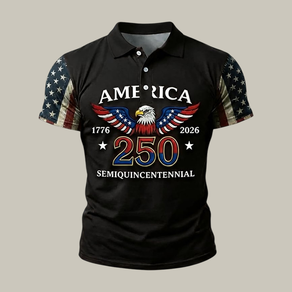 Eagle America 250th Anniversary National Flag Polo Shirt Semiquincentennial Merch July 4th Gifts Eagle America 250th Anniversary National Flag Polo Shirt Semiquincentennial Merch July 4th Gifts - Image 1