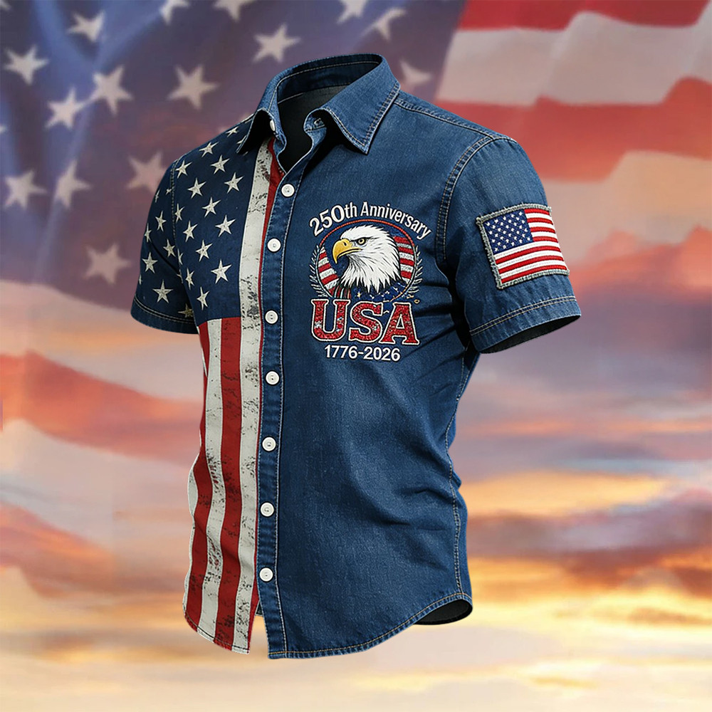 Eagle American 250th Anniversary 1776 2026 Hawaiian Shirt American 250 Years Birthday Clothes