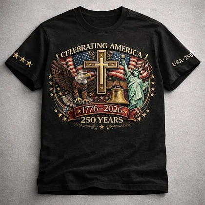 Eagle Cross 250th Anniversary T-Shirt Celebrating America 250 Years Faith Clothes For Him