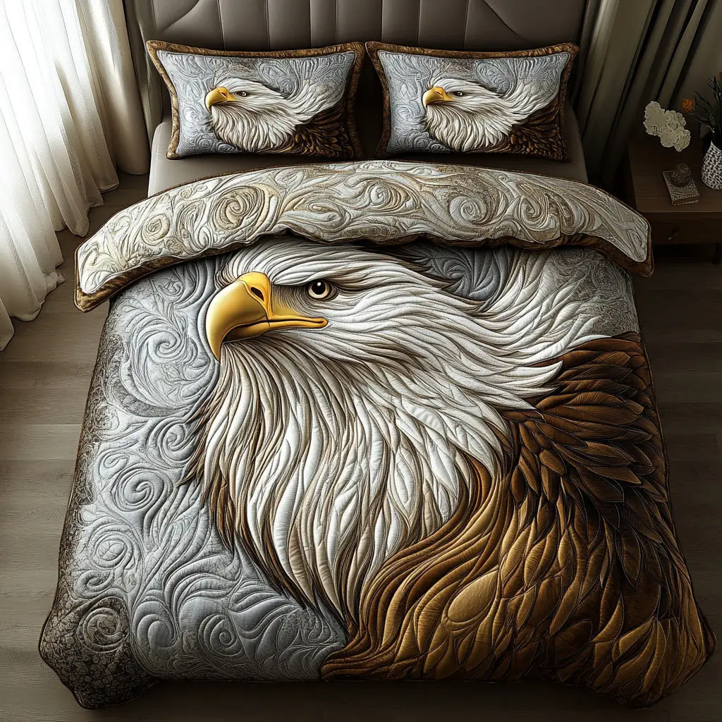 Eagle Glory Quilted Bedding Set Heartwarming Bedding Gift for Loved Ones Eagle Glory Quilted Bedding Set Heartwarming Bedding Gift for Loved Ones - Image 1