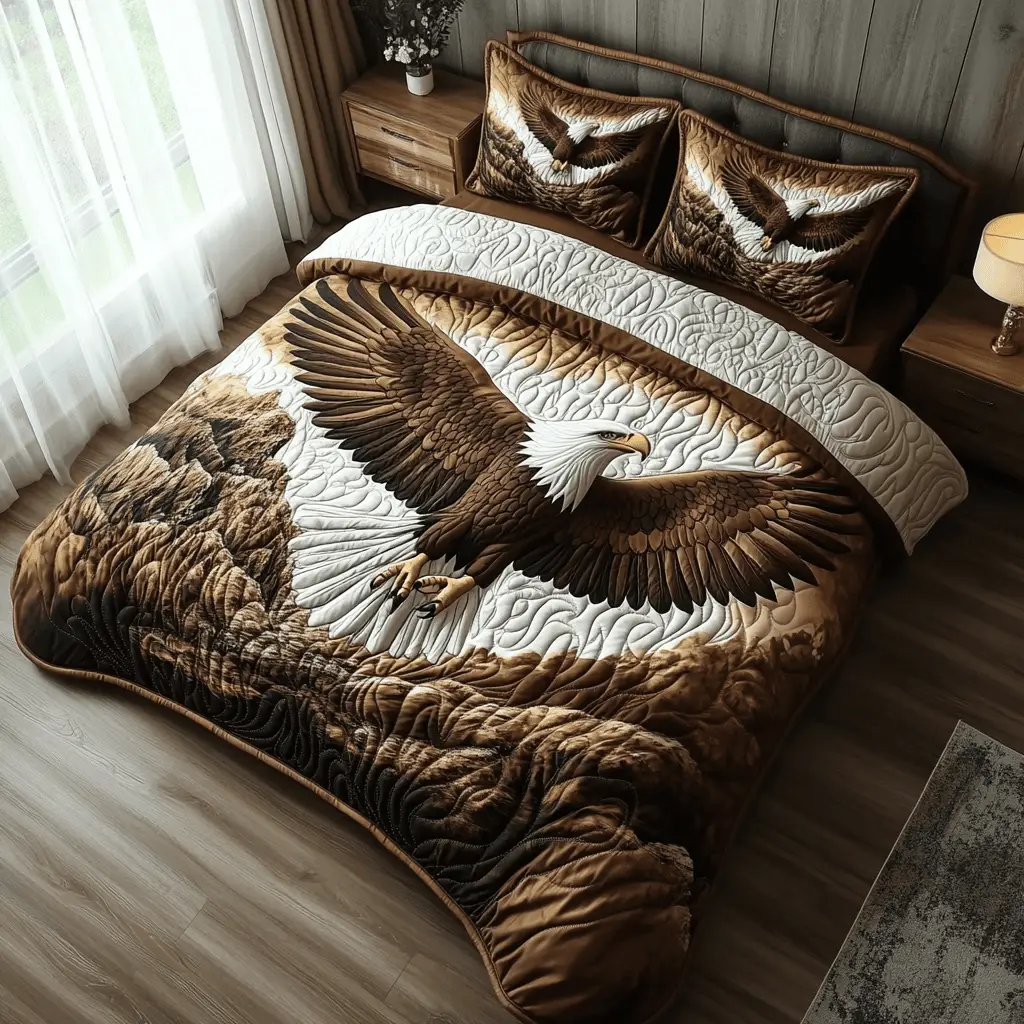 Eagle Horizon Quilted Bedding Set American Eagle Duvet Covers Father's Day Gifts For Husband
