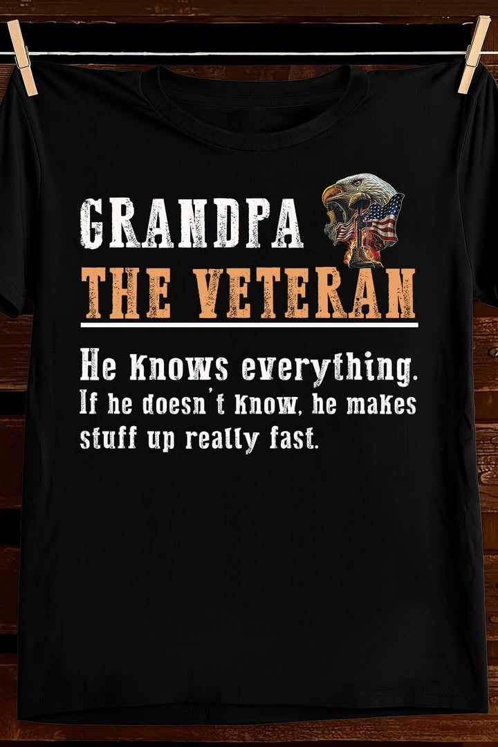 Eagle Pattern Grandpa The Veteran T-Shirt 250Th Anniversary Gift Ideas
