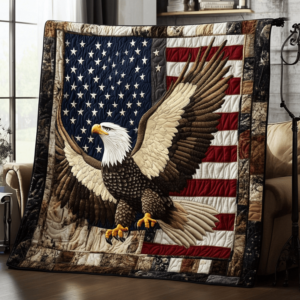 Eagle Pride Quilted Blanket Cute Throw Blanket Best Gifts For Owl Lovers