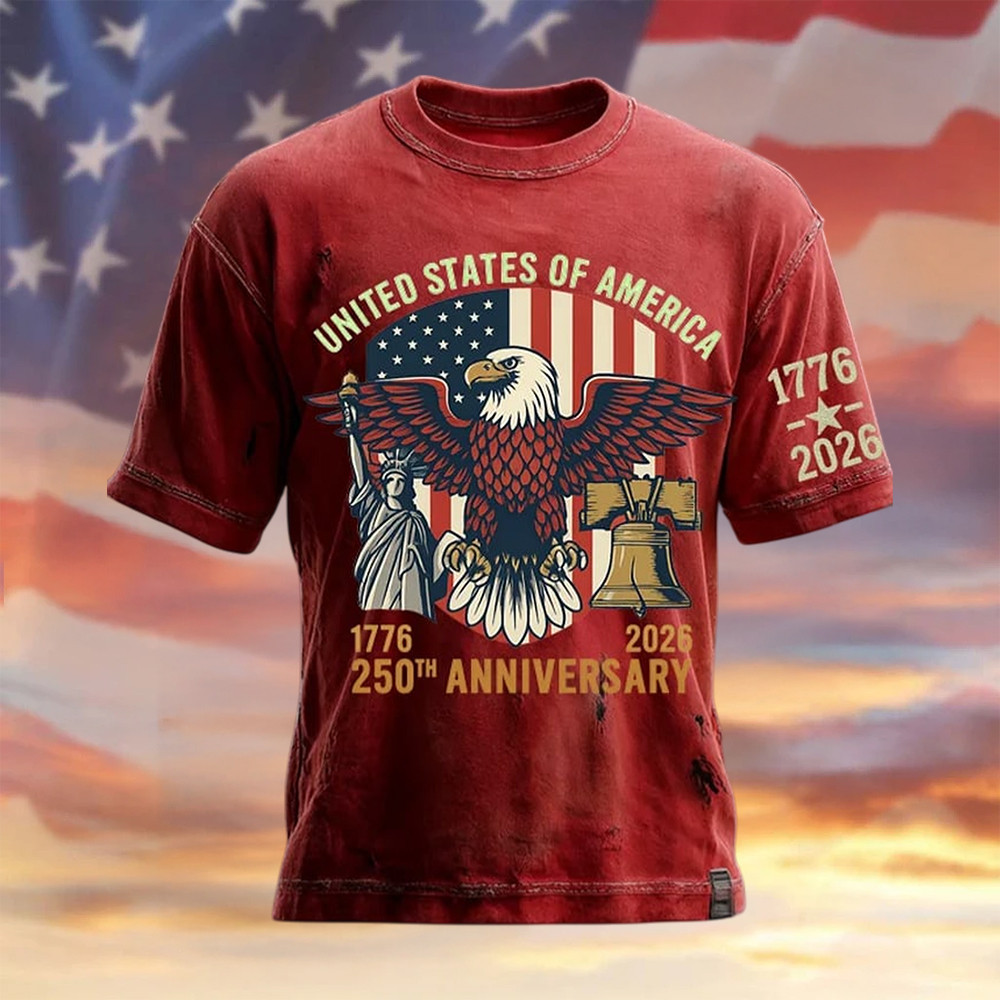 Eagle Retro American 250th Anniversary 1776 2026 T-Shirt Statue Of Liberty Apparel Gift For Patriots