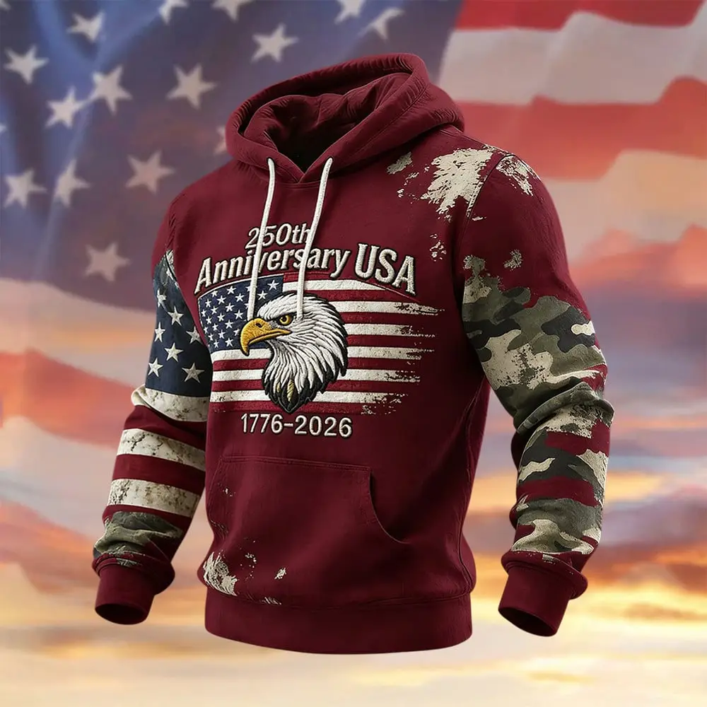 Eagle Retro American 250th Anniversary Hoodie 1776 2026 Merch Patriotic Gift For Dad Eagle Retro American 250th Anniversary Hoodie 1776 2026 Merch Patriotic Gift For Dad - Image 1