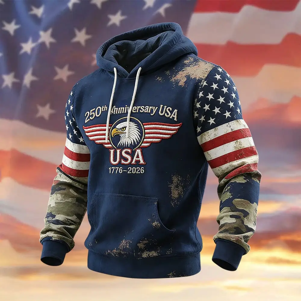 Eagle Retro American 250th Anniversary Hoodie American 250 Years Birthday Clothing Line Eagle Retro American 250th Anniversary Hoodie American 250 Years Birthday Clothing Line - Image 1