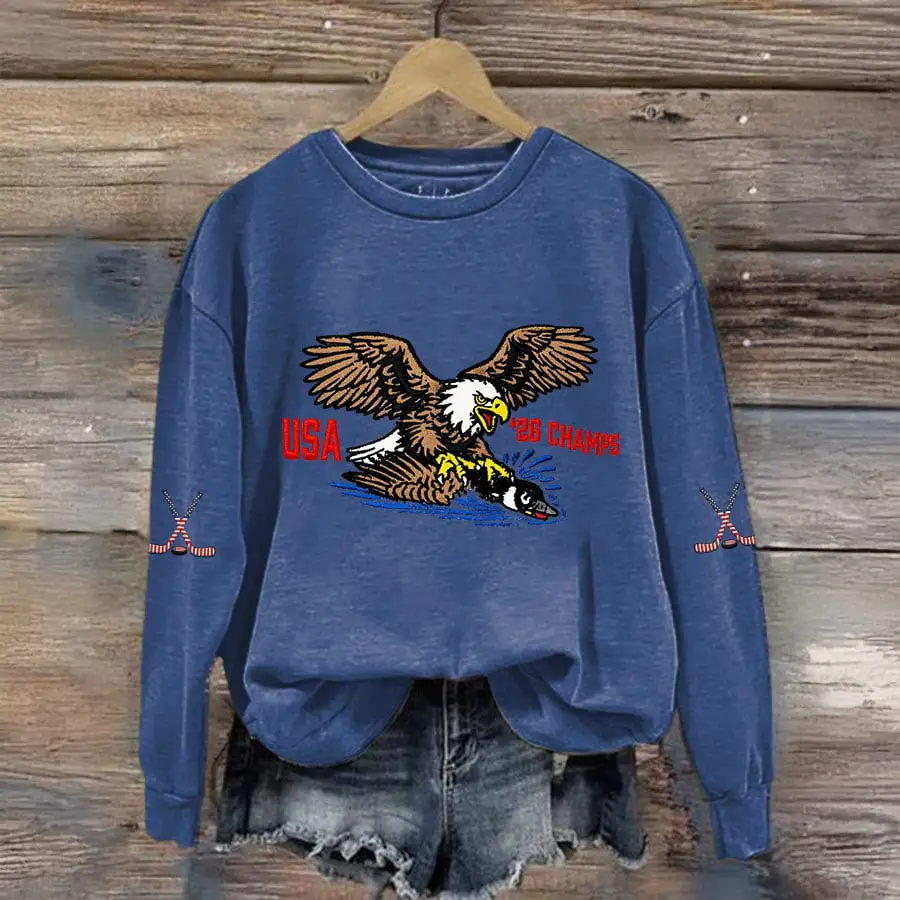 Eagle Retro USA Ice Hockey Sweatshirt USA Hockey Team Merch Unique Fan Gift