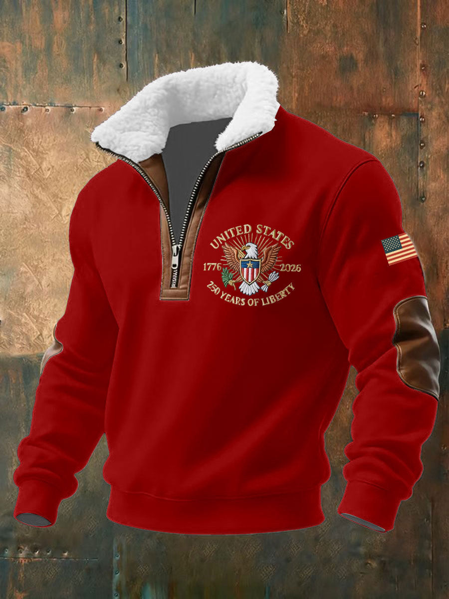 Eagle United States 250 Years Of Liberty Stand Collar Quarter Zip Sweatshirt Best Dad Gift Eagle United States 250 Years Of Liberty Stand Collar Quarter Zip Sweatshirt Best Dad Gift - Image 1