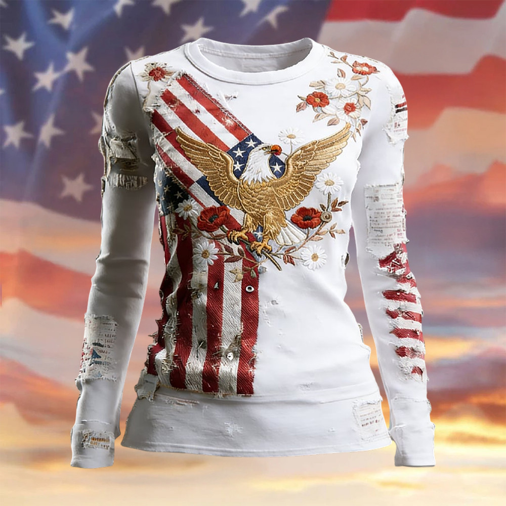 Eagle US 250Th Anniversary 1776 2026 Long Sleeve Shirt Patriotic Apparel Cool Gift For Her Eagle US 250Th Anniversary 1776 2026 Long Sleeve Shirt Patriotic Apparel Cool Gift For Her - Image 1