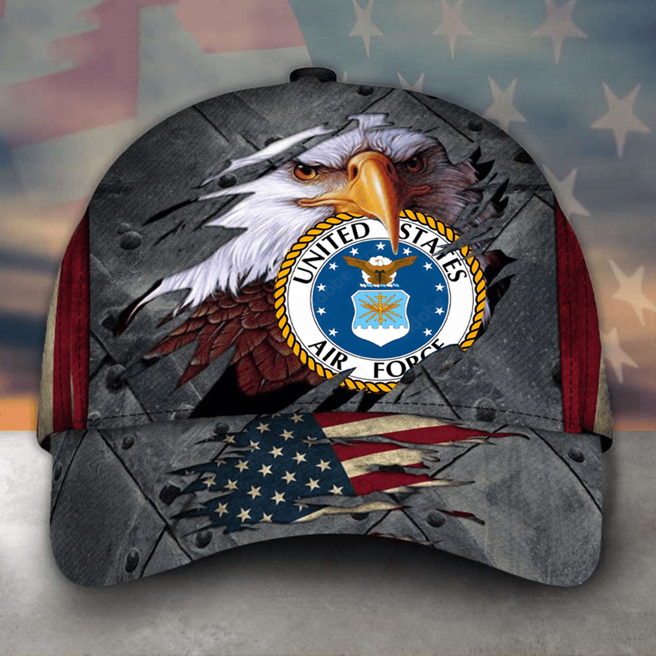 Eagle US Air Force Hat American Flag Ball Cap USAF Merch Veteran Day Gifts