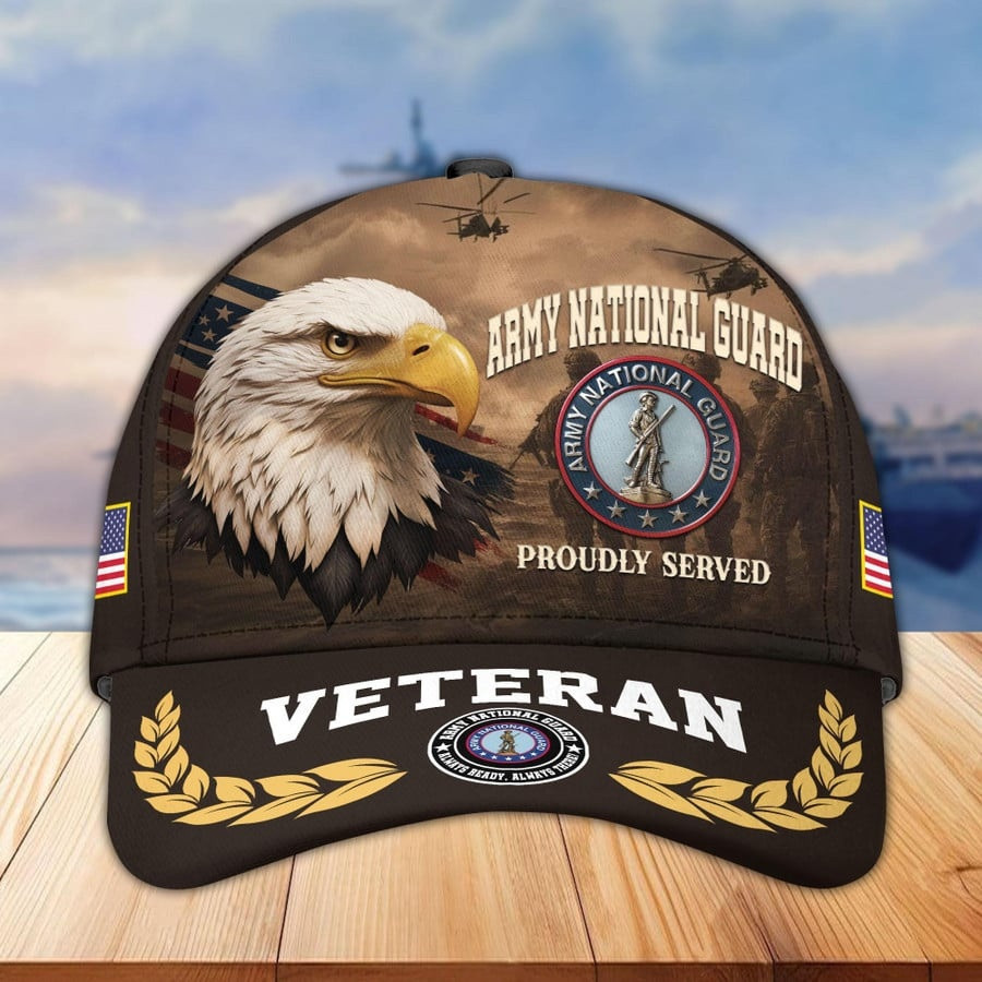 Eagle US Army National Guard Veteran Hat Proudly Served Baseball Best Gifts For Veteran