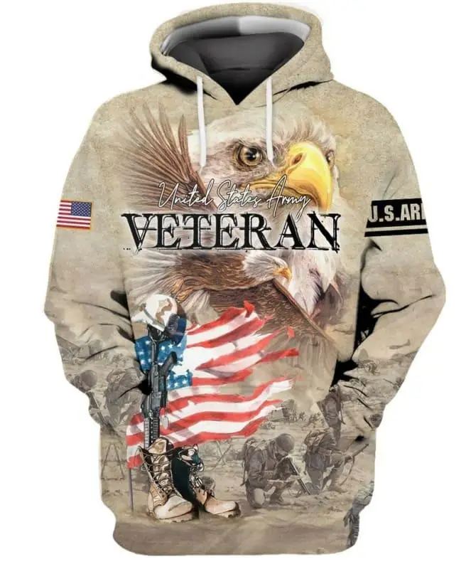 Eagle US Army Veteran Hoodie Military Apparel Patriotic Merch Gifts For Veterans Day