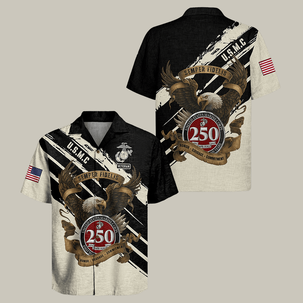Eagle US Marines 250th Years Of Service Hawaiian Shirt USMC Clothes Gift For Marines Veterans Eagle US Marines 250th Years Of Service Hawaiian Shirt USMC Clothes Gift For Marines Veterans - Image 1