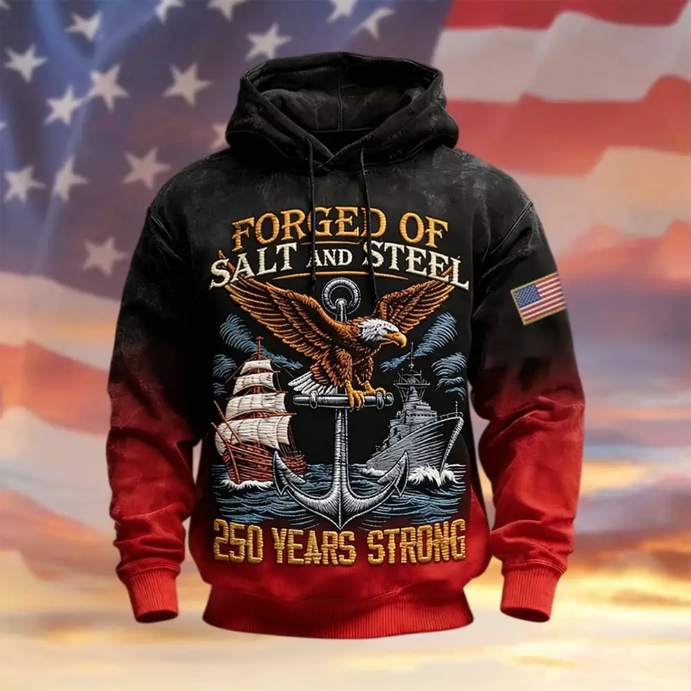 Eagle US Navy 250 Years Strong Hoodie Forged Of Salt And Steel Apparel Gift For Him