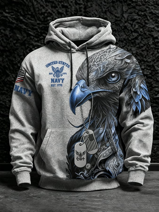 Eagle US Navy 250th Anniversary 1775 2025 Hoodie Dog Tags Pattern Navy Merch Gifts For Veterans