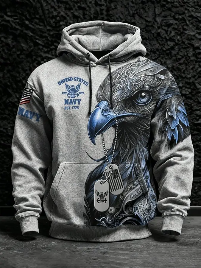 Eagle US Navy 250th Anniversary 1775 2025 Hoodie Dog Tags Pattern Navy Merch Gifts For Veterans