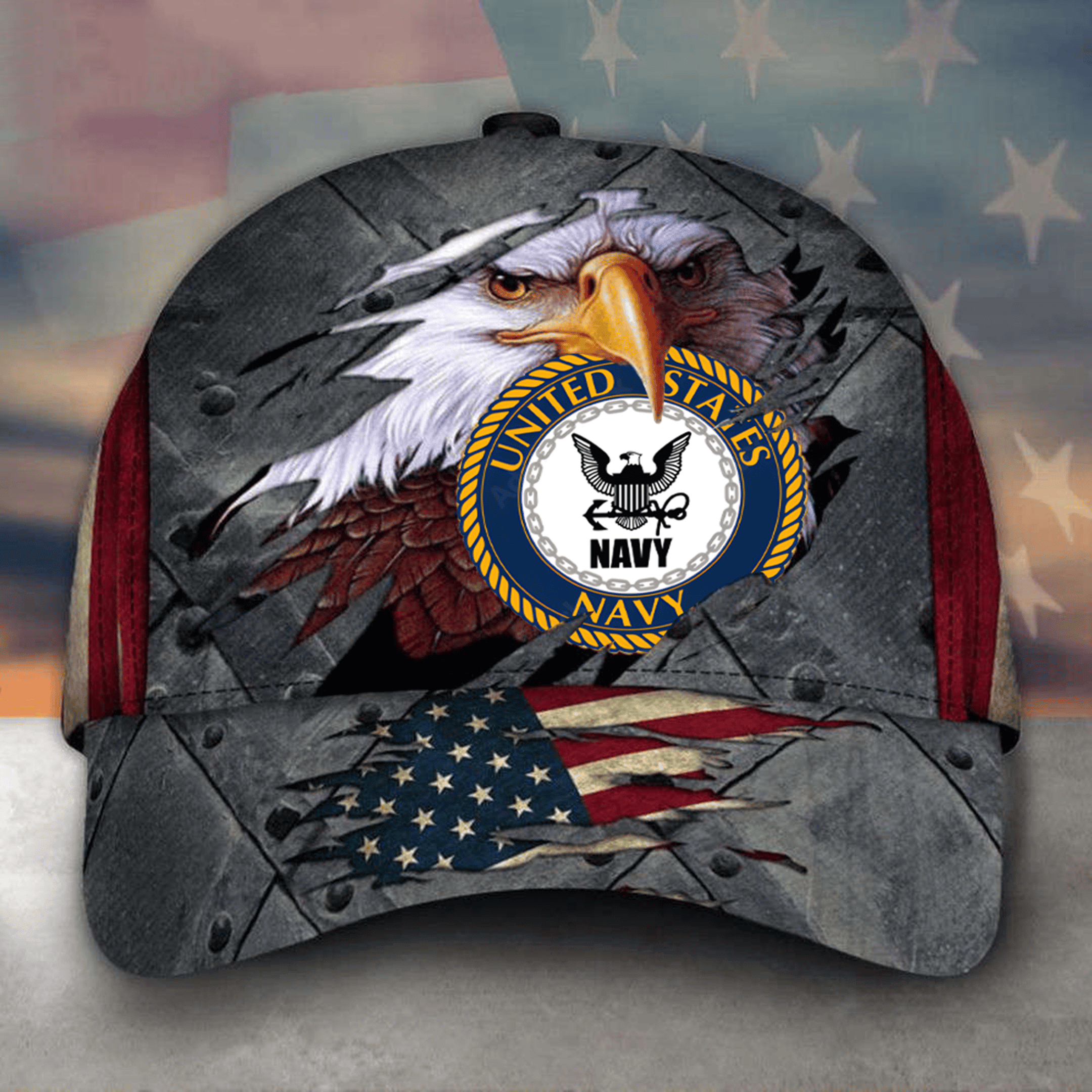 Eagle US Navy Hat American Flag Ball Cap USN Merchandise Patriotic Gifts For Veteran