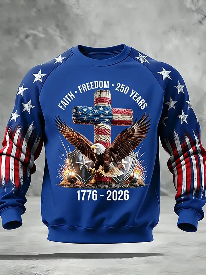 Eagle USA 250h Anniversary Sweatshirt Cross Faith Freedom 250 Years Merch 4th July Gift