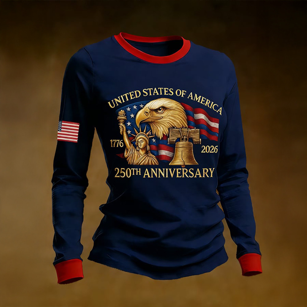 Eagle USA 250th Anniversary 1776 2026 Long Sleeve Shirt American Flag Apparel Patriotic Merch Eagle USA 250th Anniversary 1776 2026 Long Sleeve Shirt American Flag Apparel Patriotic Merch - Image 1