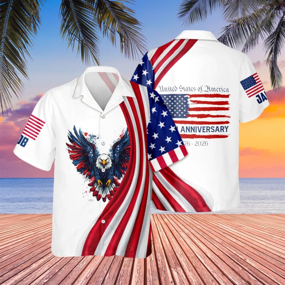 Eagle USA 250th Anniversary Hawaiian Shirt Patriotic Themed Gifts