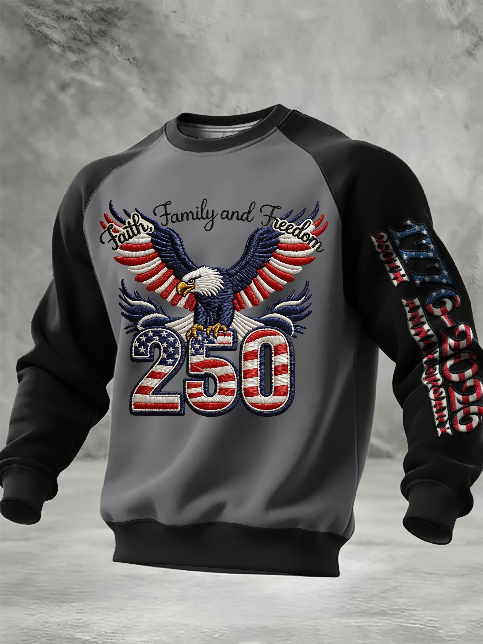 Eagle USA 250th Anniversary Sweatshirt Faith Family And Freedom Fourth Of July Apparel