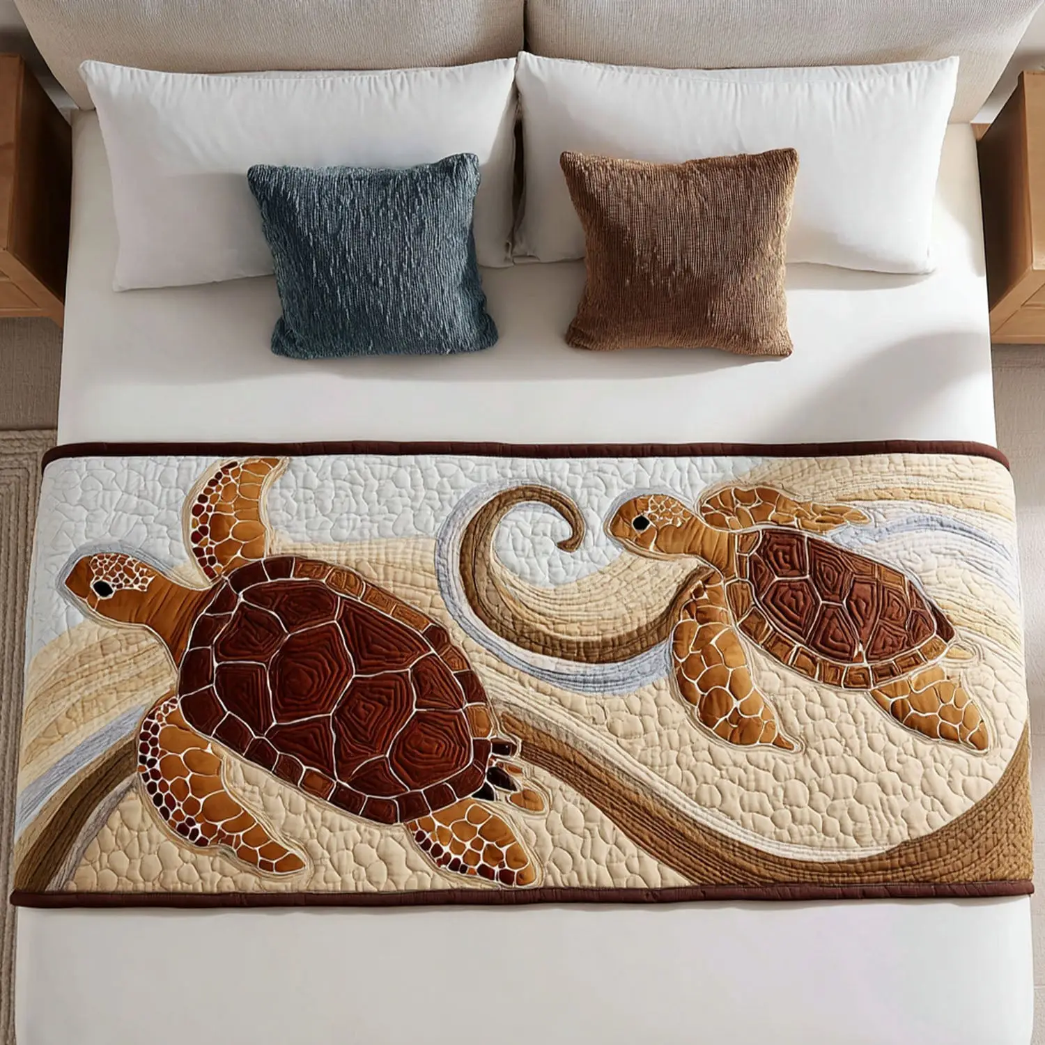 Earthbound Grace Quilted Bed Runner Earthbound Turtle Grace Nature Gift