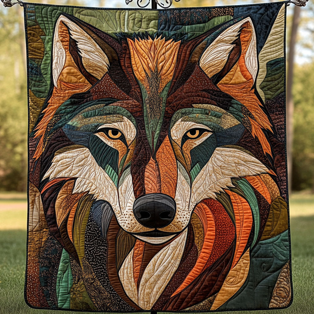 Earthbound Guardian Quilted Blanket Christmas Bedroom Decor Unique Gifts For Wolf Lovers
