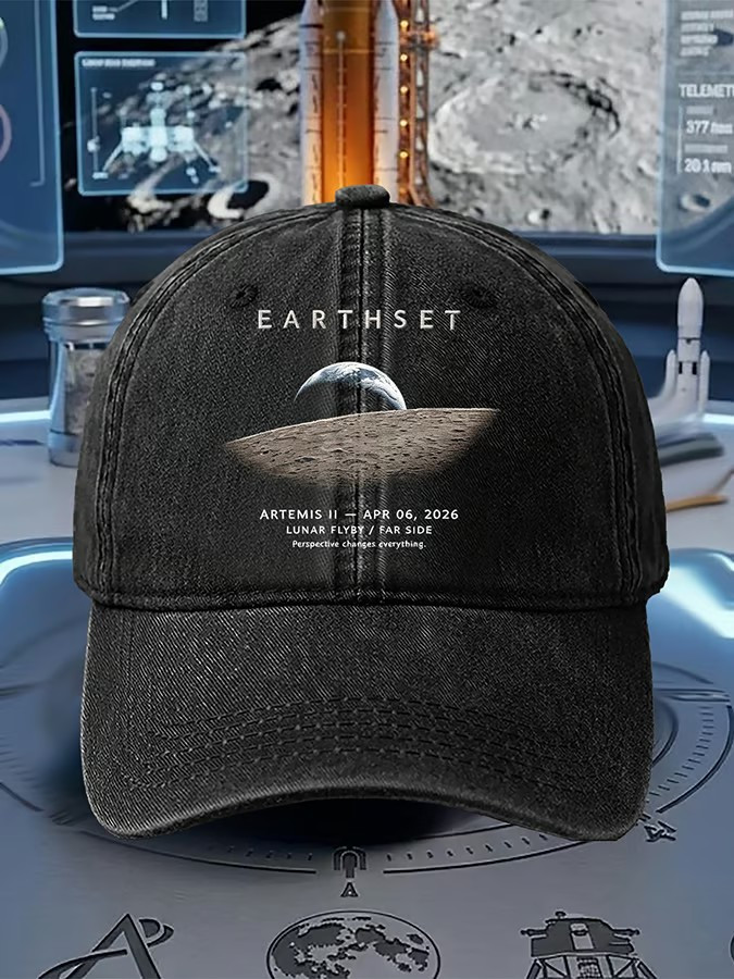 Earthset Artemis II Mission Baseball Cap April 06 2026 Lunar Flyby Hat Fans Gift