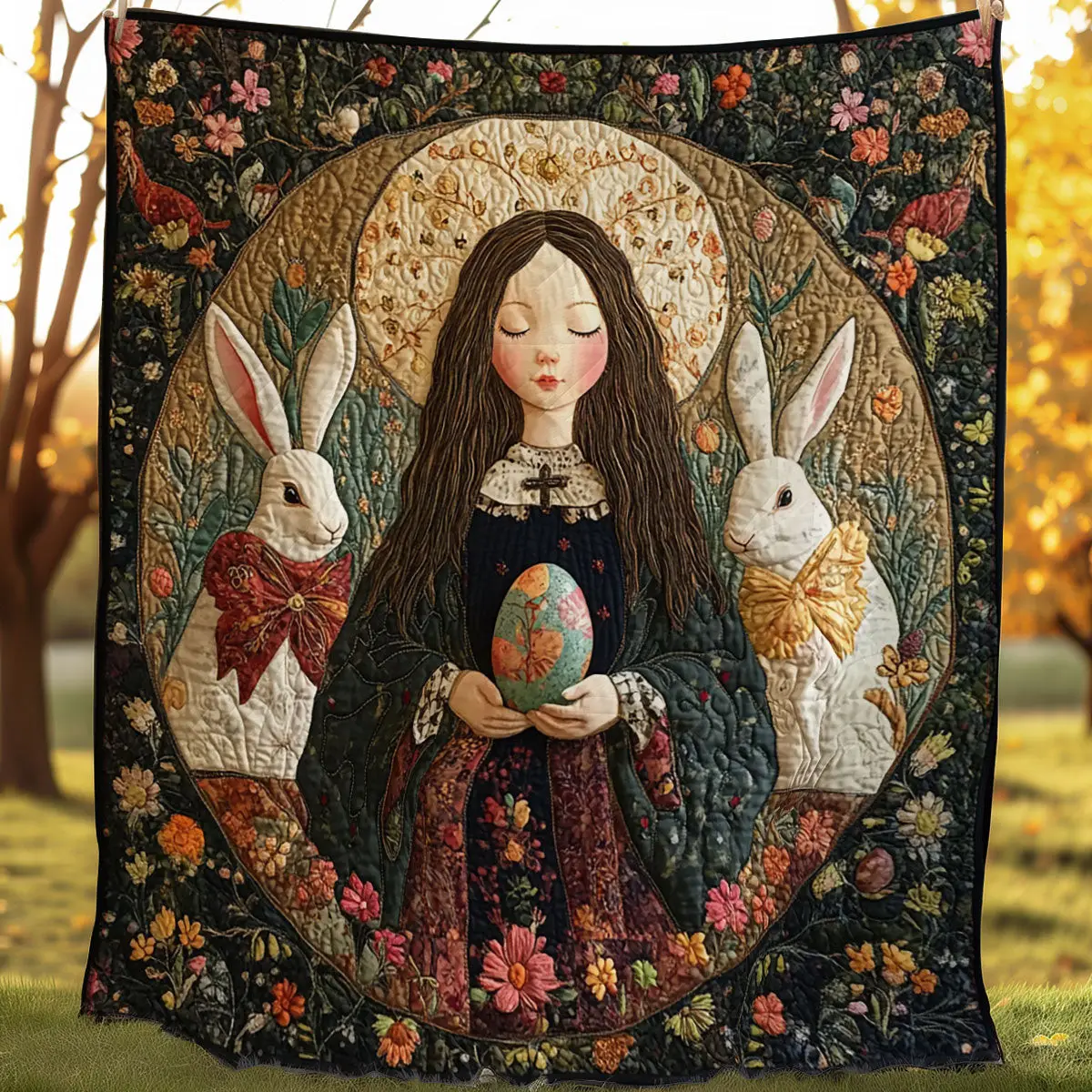 Easter Blessing Quilted Blanket Holiday Room Decor Best Presents For Rabbit Owners