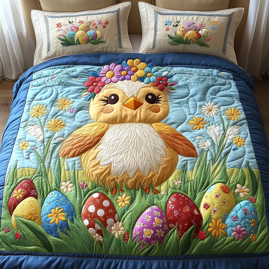 Easter Chick Garden Quilted Bedding Set Holiday Duvet Cover Unique Bunny Gifts For Sister