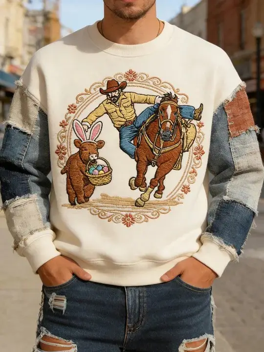 Easter Cowboy Rodeo Sweatshirt Western Easter Bunny Holiday Clothing Best Gifts For Cowboys Fans