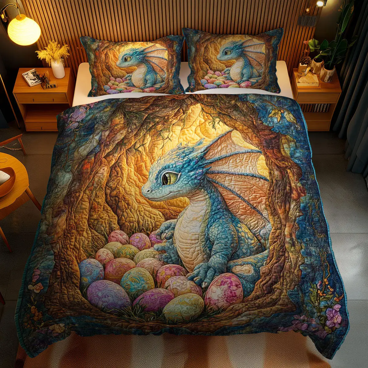 Easter Dragon Hatchling Quilted Bedding Set Autumn Inspired Bedroom Dragonfly Gift Ideas Easter Dragon Hatchling Quilted Bedding Set Autumn Inspired Bedroom Dragonfly Gift Ideas - Image 1