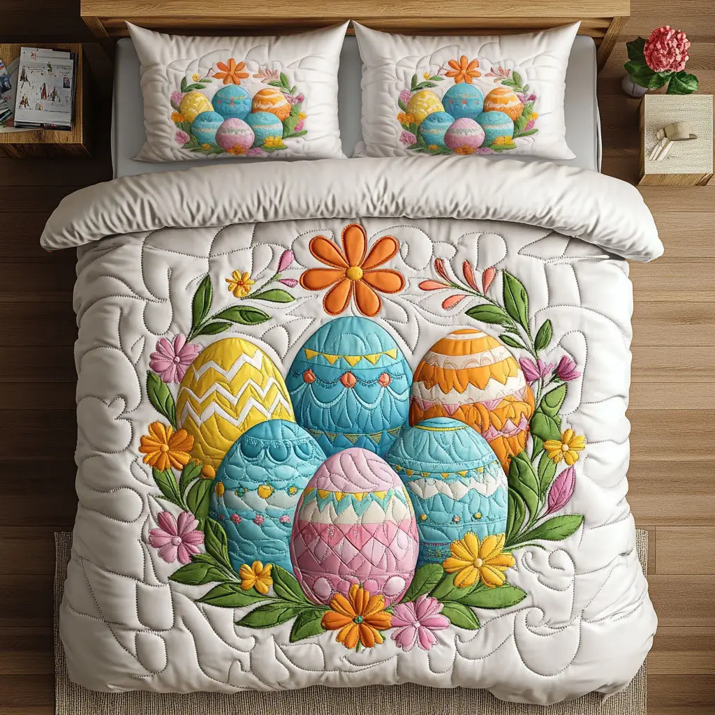 Easter Egg Quilted Bedding Set Autumn Inspired Bedroom Unique Gifts For Friends Easter Egg Quilted Bedding Set Autumn Inspired Bedroom Unique Gifts For Friends - Image 1