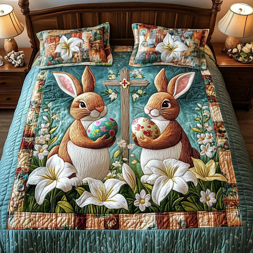 Easter Harmony Quilted Bedding Sets Spring Nature Inspired Room Decor Gift For Sister