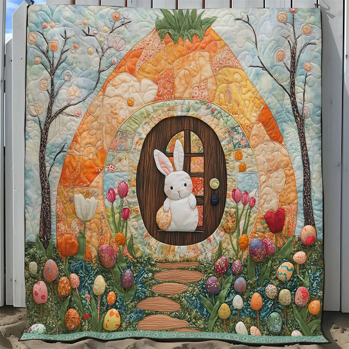Easter House Quilted Blanket Holiday Room Decor Unique Gift Ideas For Mother