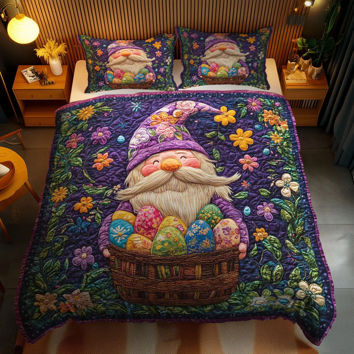 Easter Joy With Gnome Quilted Bedding Set Holiday Bedroom Decorations Unique Gnome Gifts Easter Joy With Gnome Quilted Bedding Set Holiday Bedroom Decorations Unique Gnome Gifts - Image 1