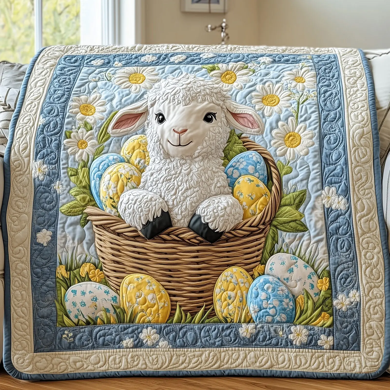 Easter Lamb Quilted Blanket Holiday Room Decoration Items Unique Cute Lamb Gifts