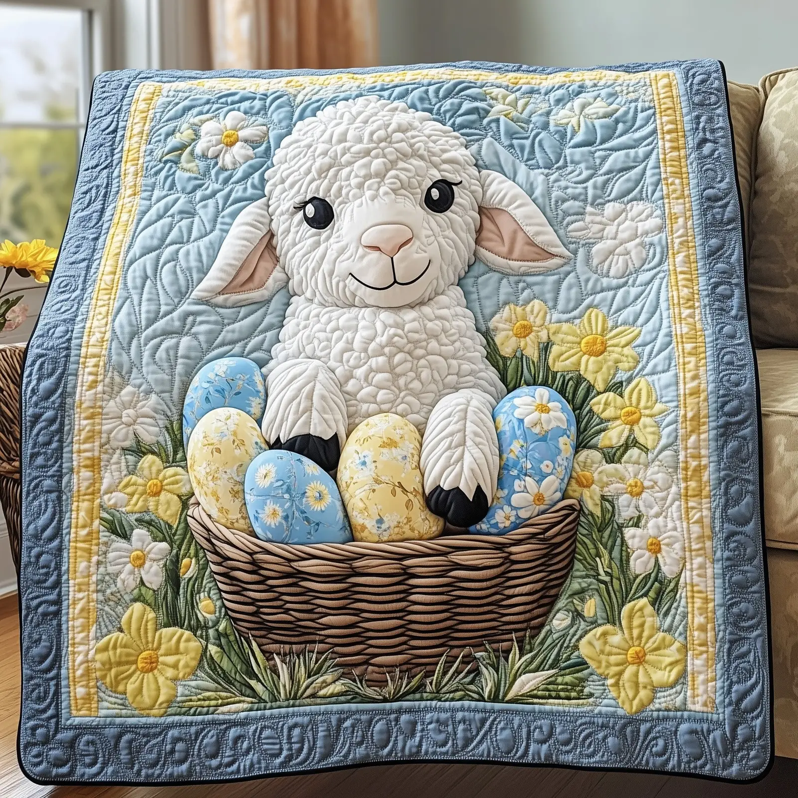Easter Lamb Quilted Blanket Holiday Room Decoration Lamb Owners Gifts Birthday Ideas