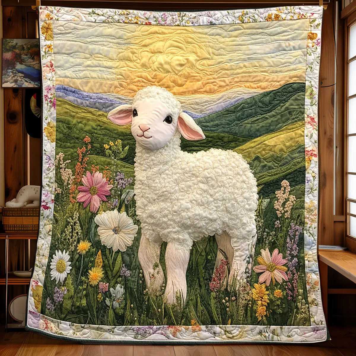 Easter Lamb Quilted Blanket Holiday Room Decoration Lamb Themed Gifts For Humans