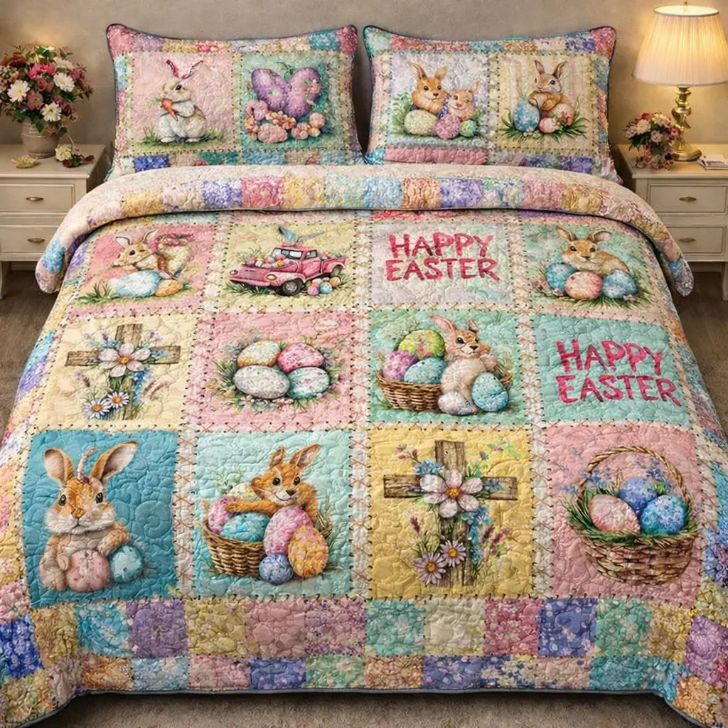 Easter Patchwork Quilted Bedding Sets Happy Easter Decorations Gift Ideas For Family