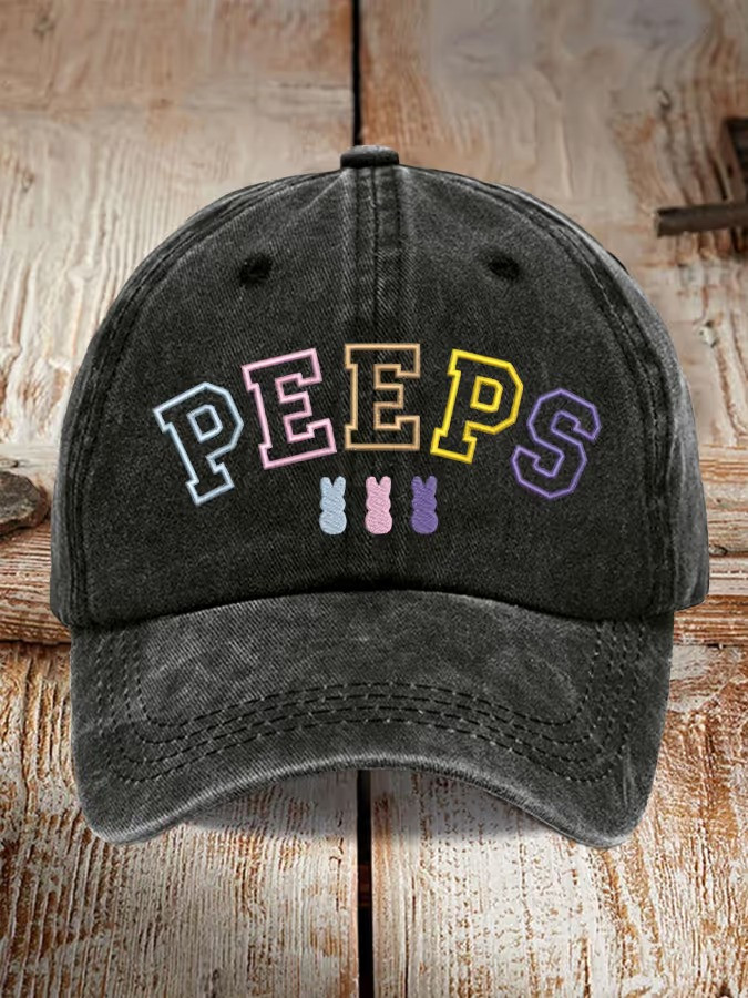 Easter Peeps Baseball Hat Colorful Bunny Candy Washed Cap Distressed Fan Best Gift For Easter Lovers