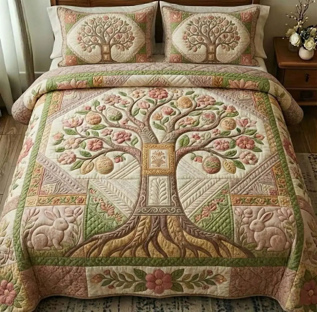 Easter Tree Of Life Quilted Bedding Sets Spring Home Decor Easter Presents For Family