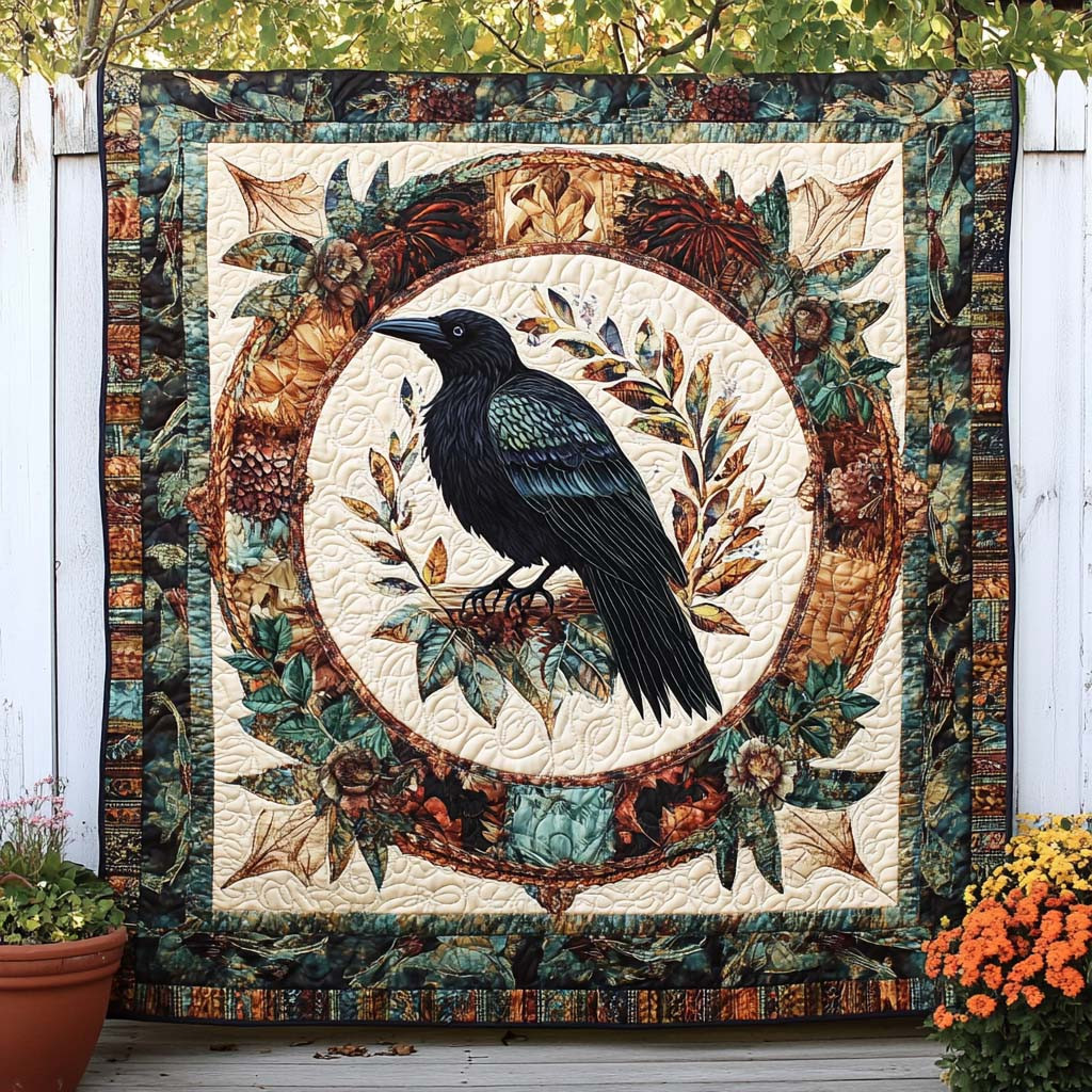 Ebon Flight Quilted Blanket Bed Christmas Decor Raven Bird Gifts