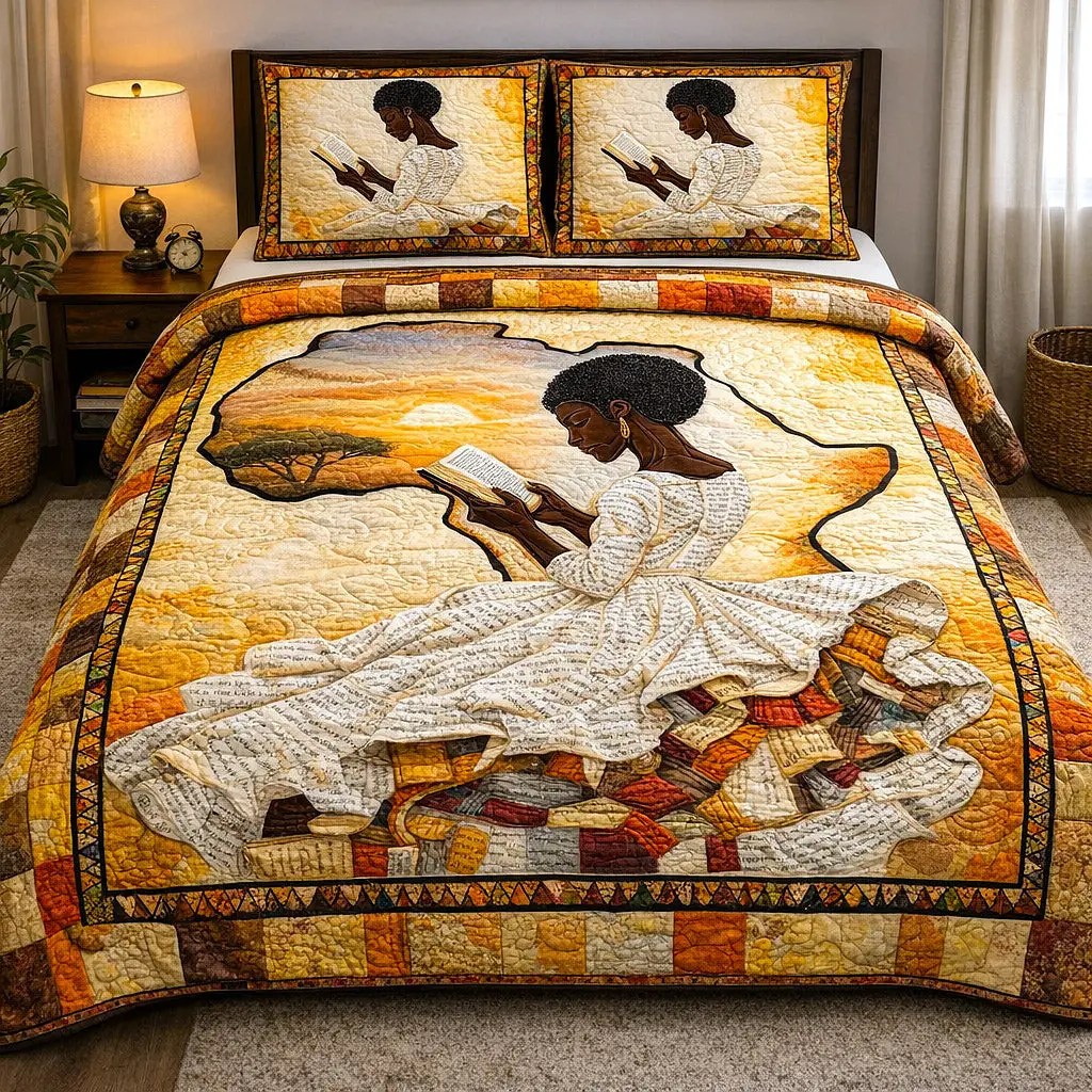 Ebony Glow Quilted Bedding Set Dark Elegant Bedroom Decor Bold Gift For Her