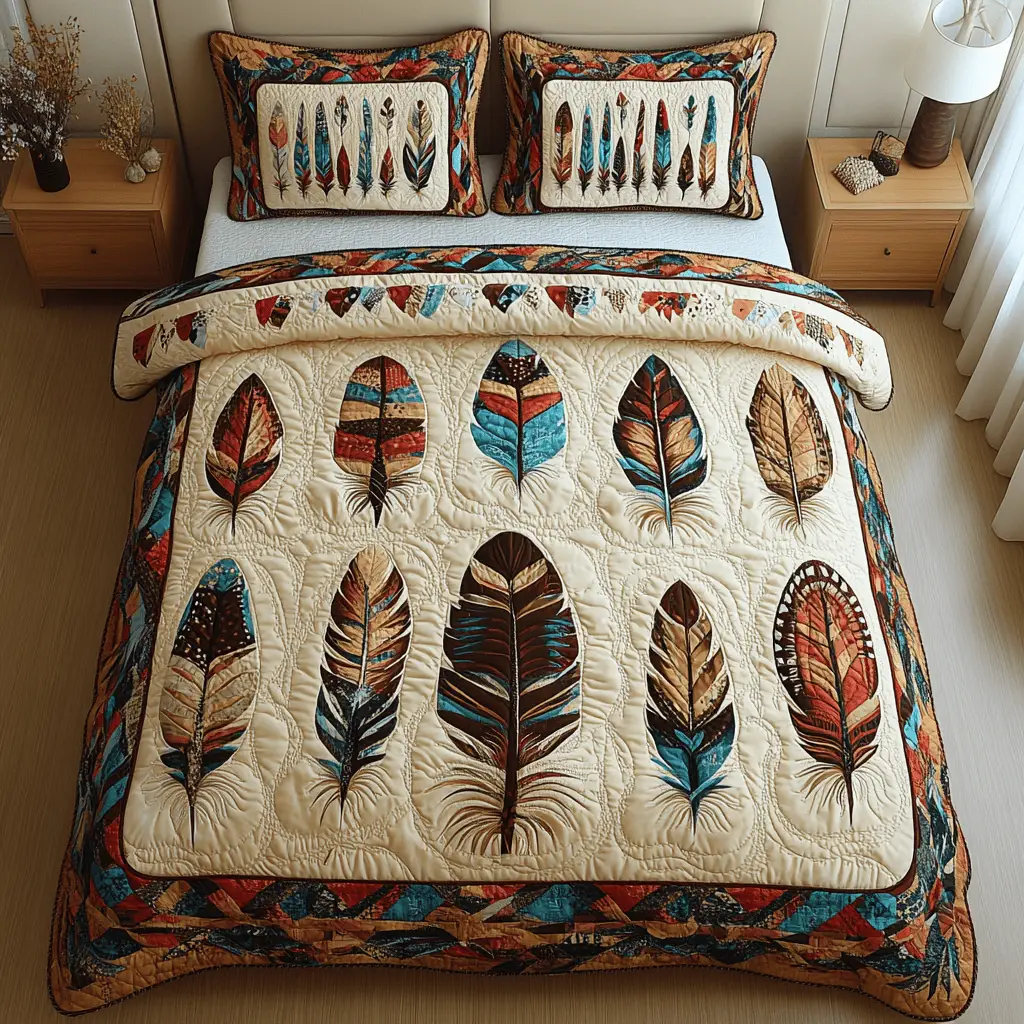 Echoes of Nature Quilted Bedding Set Xmas Holiday Duvet Cover Set Native American Gifts For Her Echoes of Nature Quilted Bedding Set Xmas Holiday Duvet Cover Set Native American Gifts For Her - Image 1