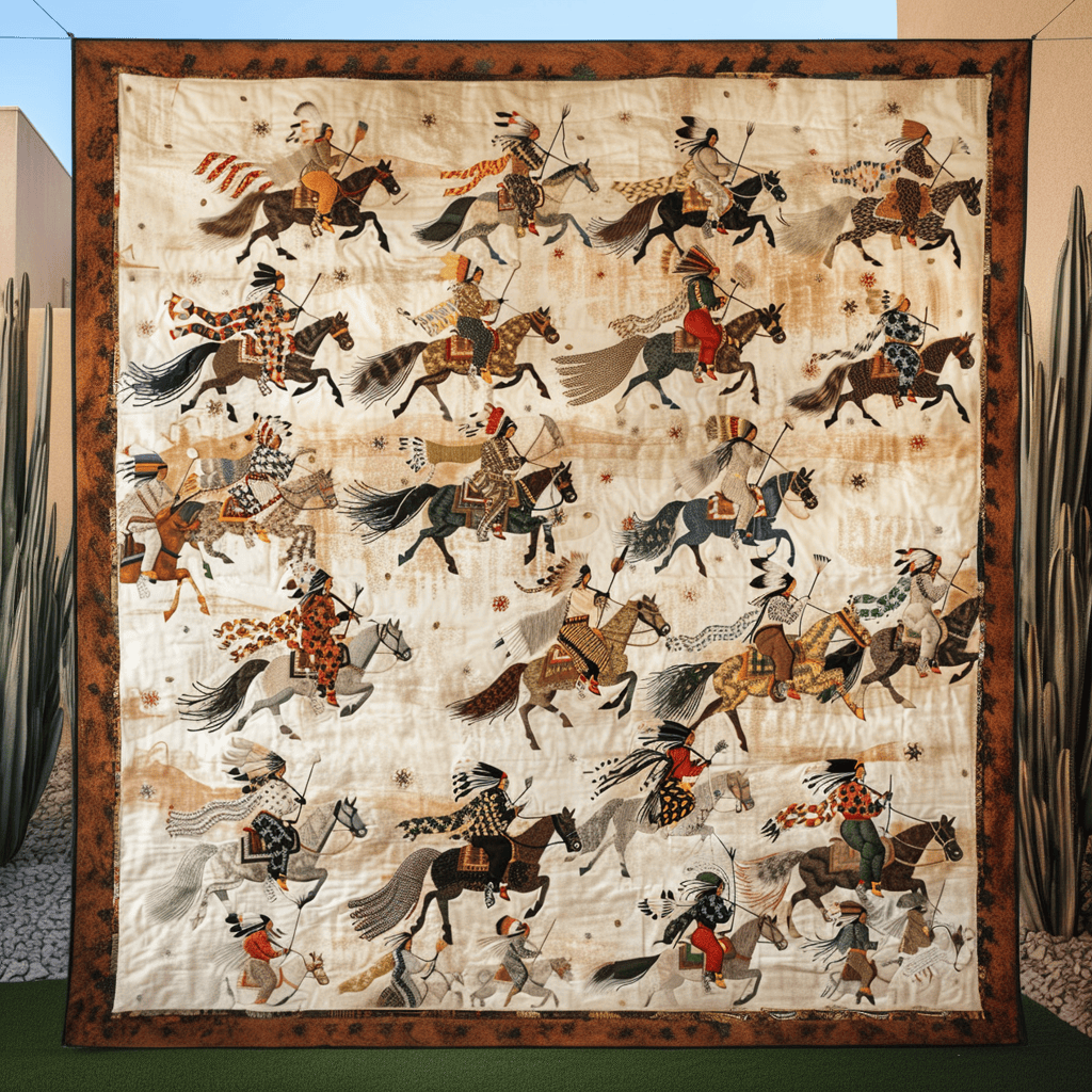 Echoes of the Plains Quilted Blanket Bedroom Xmas Decor Native American Gifts For Men Women